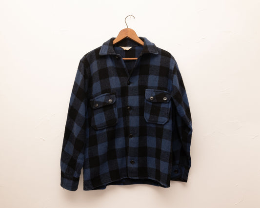 Blue wool Buffalo plaid jacket