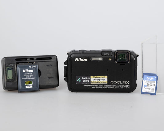 Nikon Coolpix AW100 16 MP rugged digicam w/ 8GB SD card + battery + charger