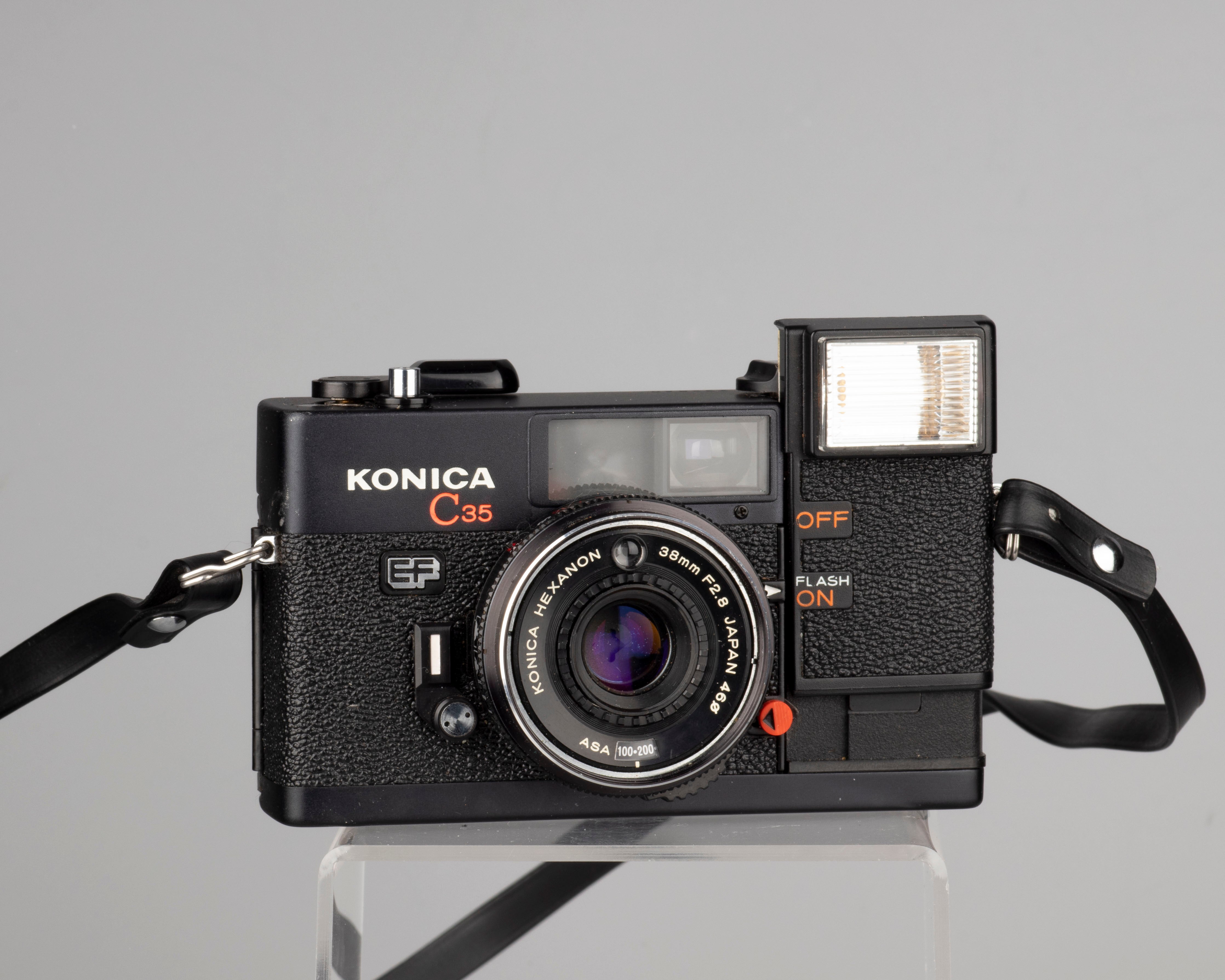 Konica C35 EF 35mm film camera w/original ever-ready case (serial 232840)