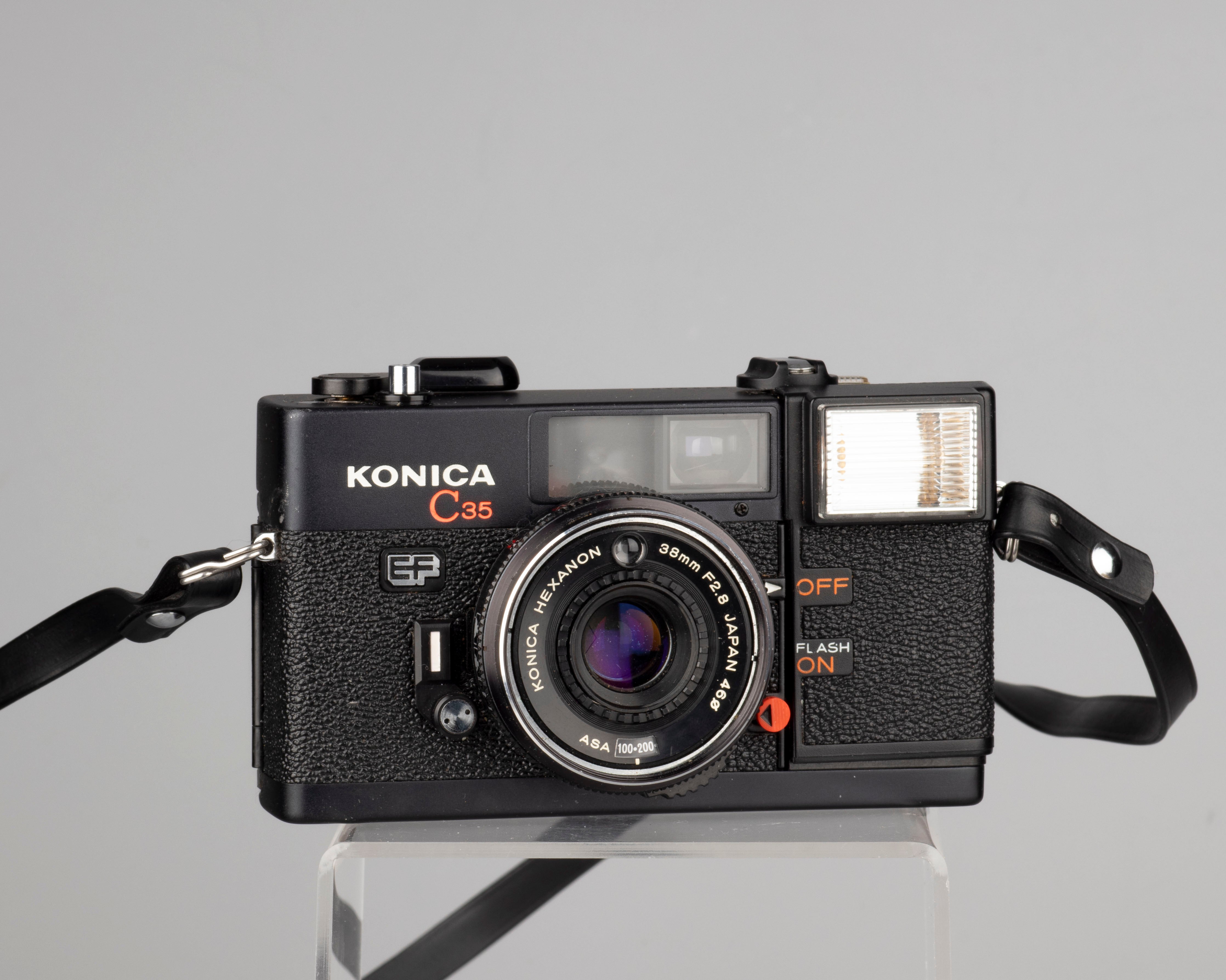 Konica C35 EF 35mm film camera w/original ever-ready case (serial 232840)