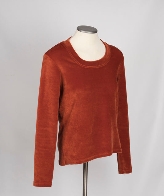 Orange rust velour top - small